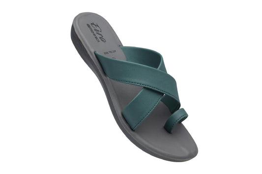Eira Ortho MCR Comfort Cross Strap Toe-Ring Sandal – Teal Grey